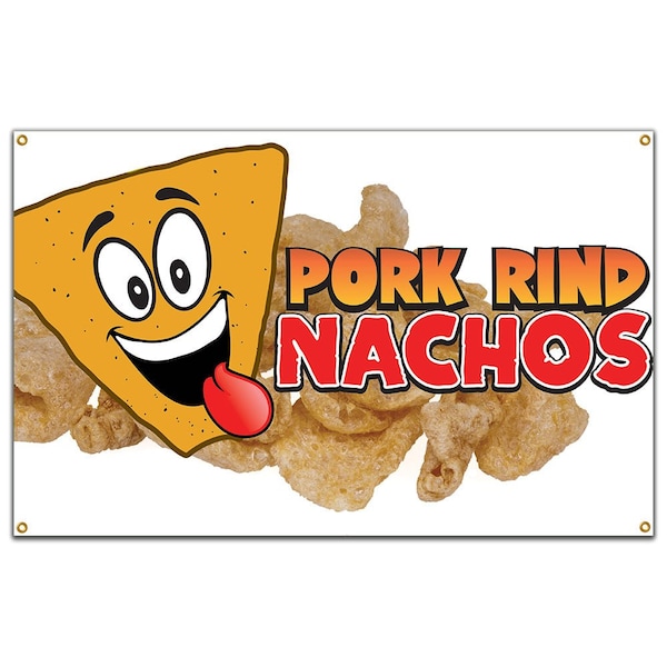 Signmission Pork Rind Nachos Banner Concession Stand Food Truck Single Sided B-Pork Rind Nachos19 - main